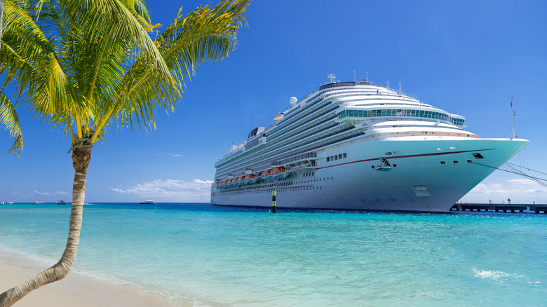 Cruise ship docked in the Caribbean