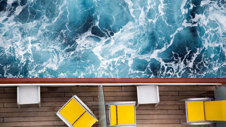 A cruise ship deck over waves