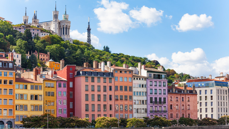 Lyon with Fourvière Hill in background