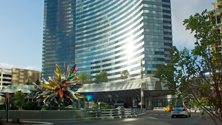 Sunlight glinting off Vdara Hotel