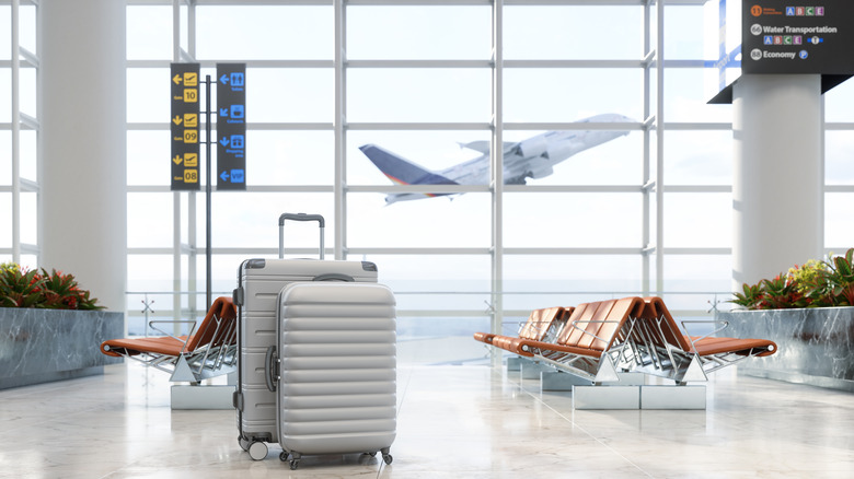 Suitcases in the airport terminal