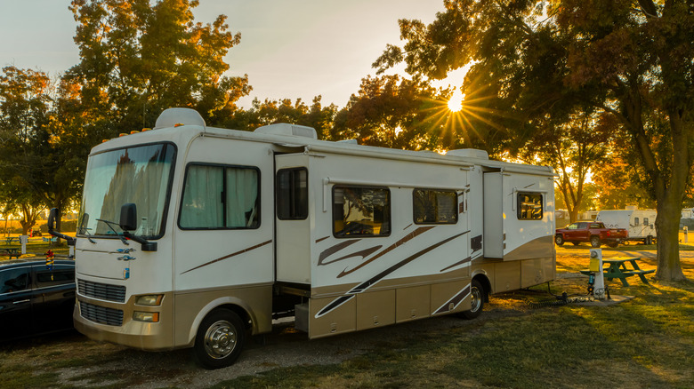 RV parked at a campsite