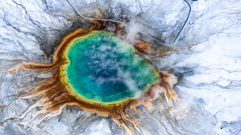 Grand Prismatic Spring in winter