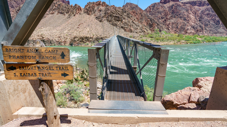 Wooden sign for the Bright Angel Trail