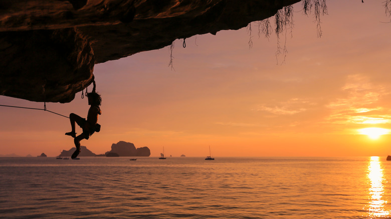 Sunset rock climbing, Railay Beach