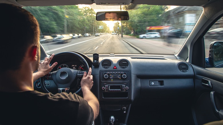 Driver behind the wheel