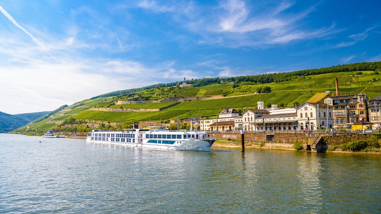 ship docked on Rhine River