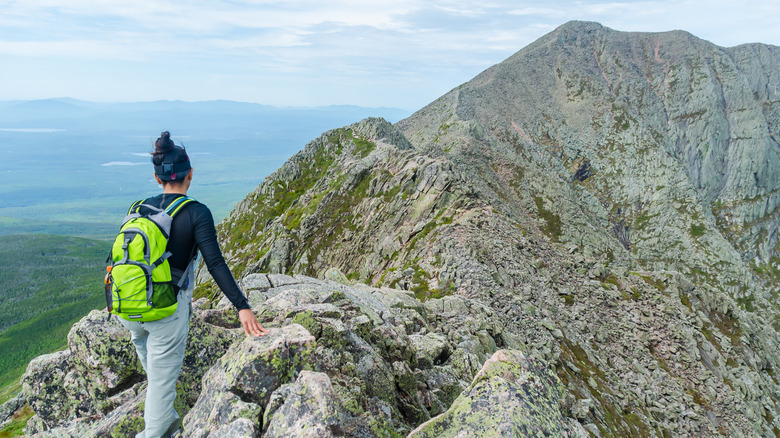 Traveler walking along Knife Edge Trail