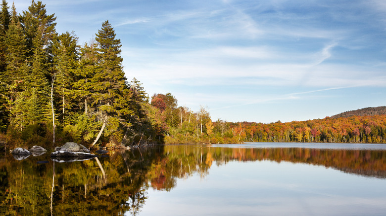 Vermont's Stunning Glacial Lake Features a Charming Rustic Cottage and Unspoiled Beachside Beauty