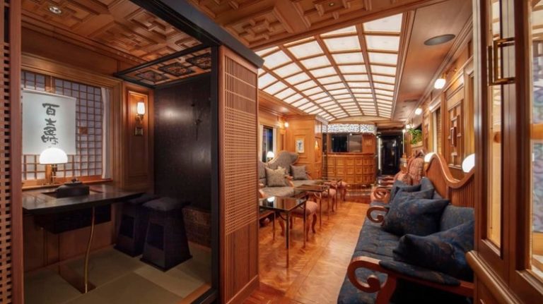 Japan's Unique Luxury Sleeper Train Features Panoramic Windows and Opulent Lounges