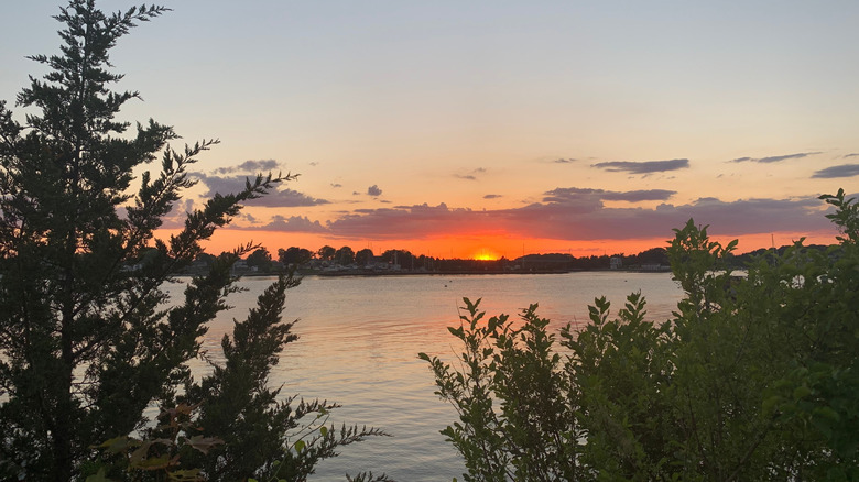 Nestled on New England's Coast: A Charming Town Where Farm Meets Seaside with Shops and Beaches